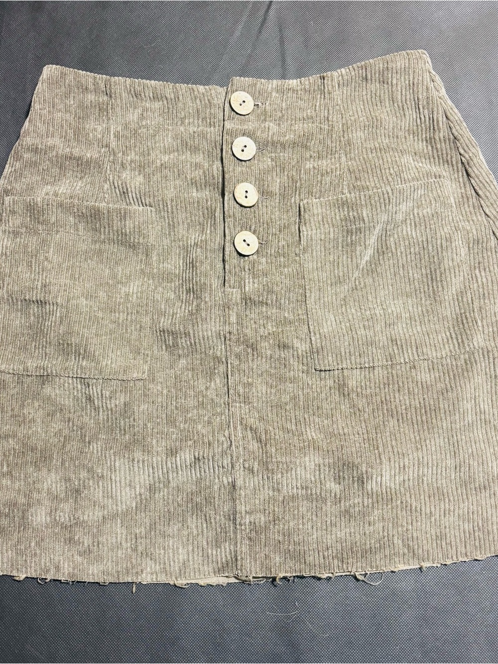 Altar’d State Olive Green Corduroy Hi-Waisted Mini Skirt With Buttons Size Small